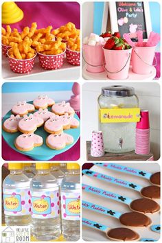 Comidas e salgados decorados para festa Peppa Pig