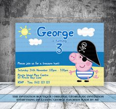 Convite de festa com personagem George Pig