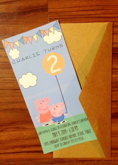 Convites temáticos para festa Peppa Pig