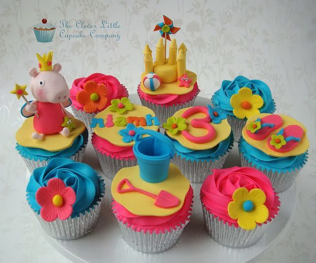 Cupcakes decorados para festa Peppa Pig