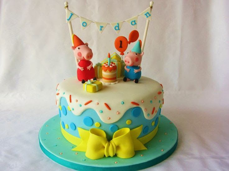 Peppa e George juntos na decoração da festa