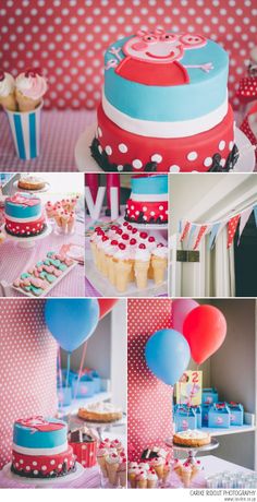 Festa Peppa Pig com cores vermelho e rosa vibrantes