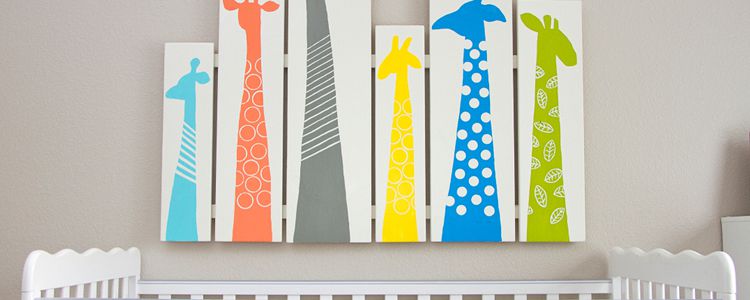 Quarto de bebê Safari: Faça você mesmo um quadro de girafas