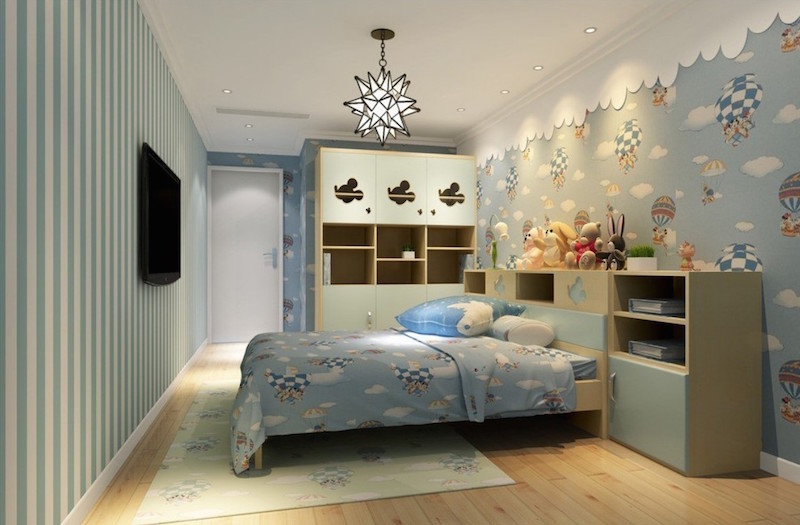 papel-de-parede-quarto-infantil-balões-azul