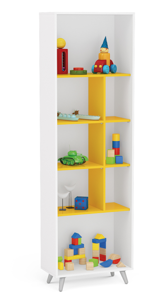 Estante Sidney - Branco-Amarelo