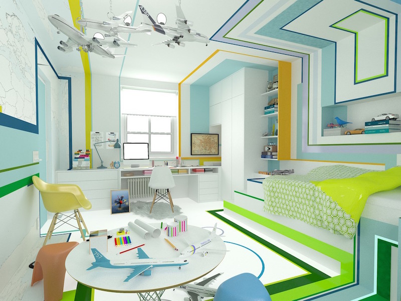 quarto-infantil-aviões-listras