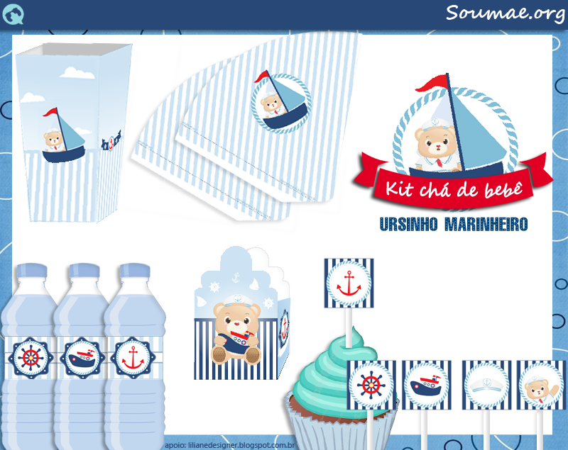 Kit digital para impressão grátis: Ursinho Marinheiro