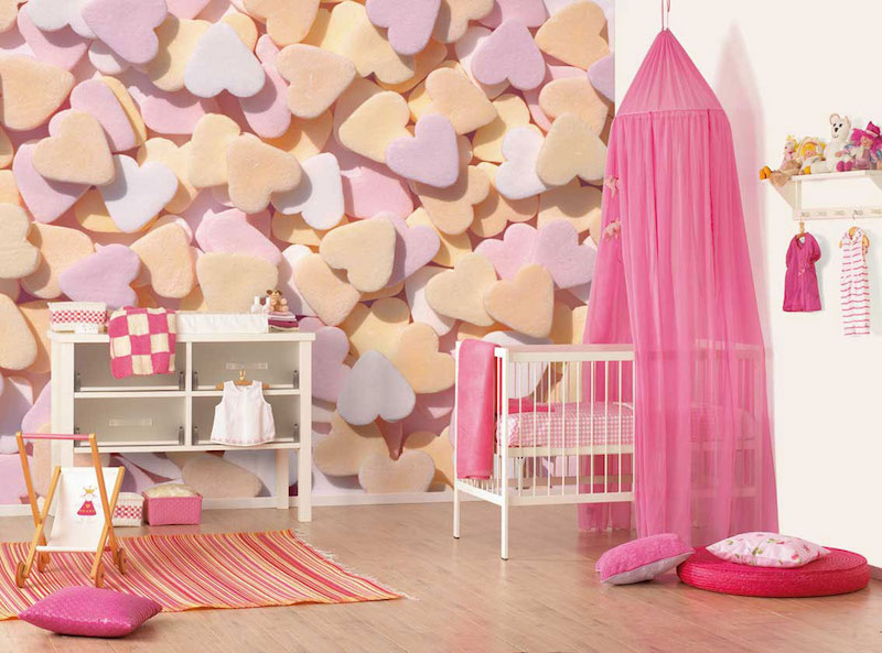 papel-deparede-para-quarto-de-bebê-corações