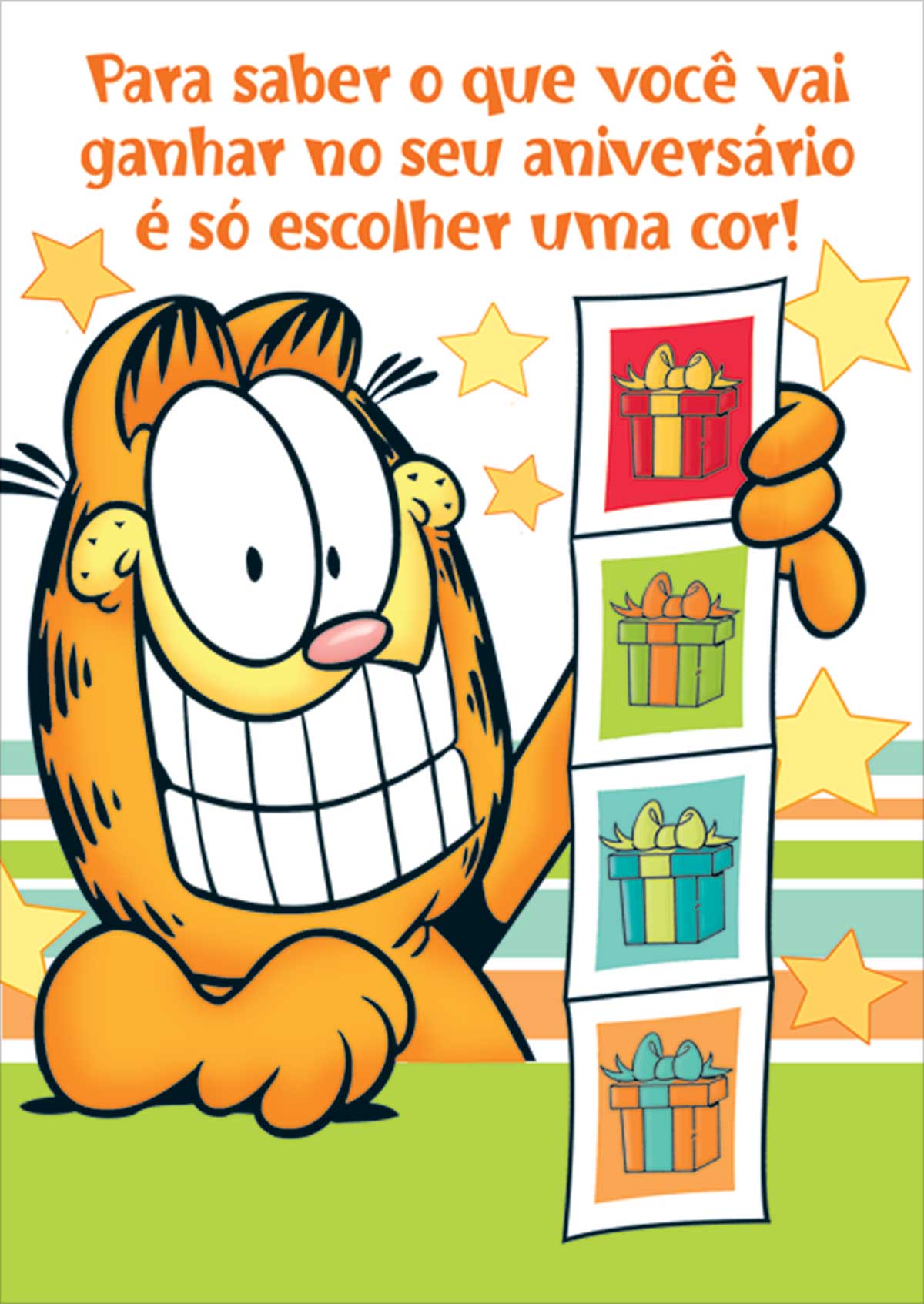 cartão de aniversário garfield fechado