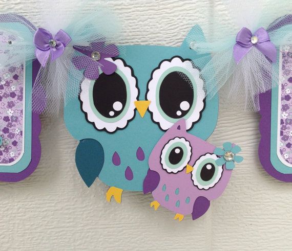 chá de bebê coruja enfeite roxo