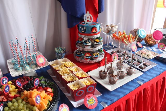 festa infantil vingadores mesa saudável
