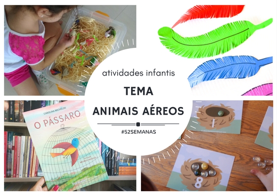Atividades infantis com o tema animais aéreos