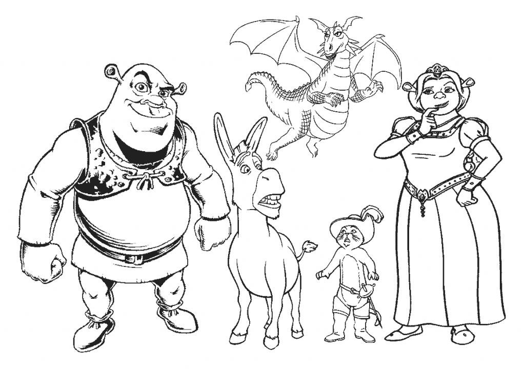 Shrek e Fiona para colorir