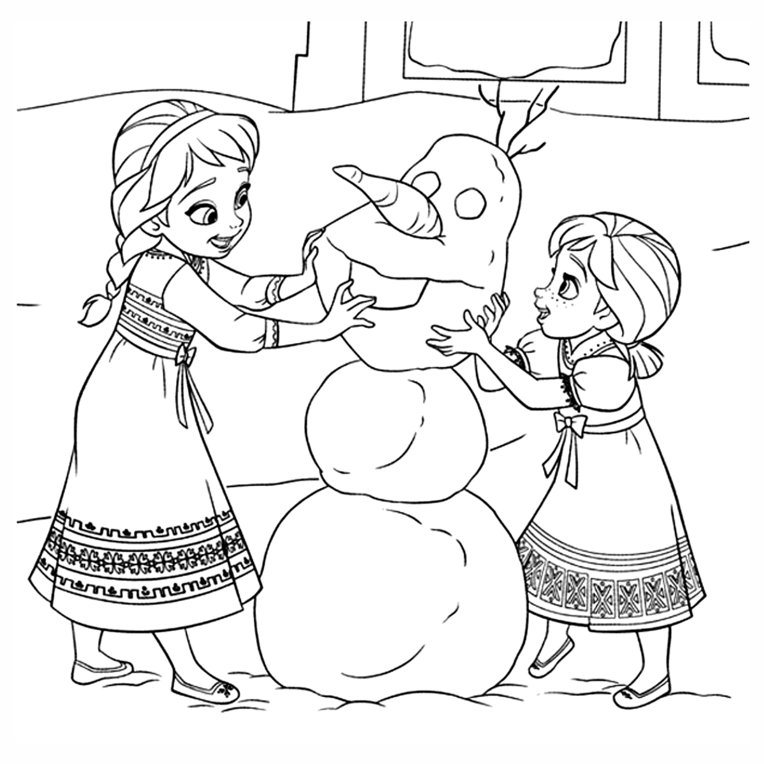 desenhos para colorir Anna e Elsa crianças