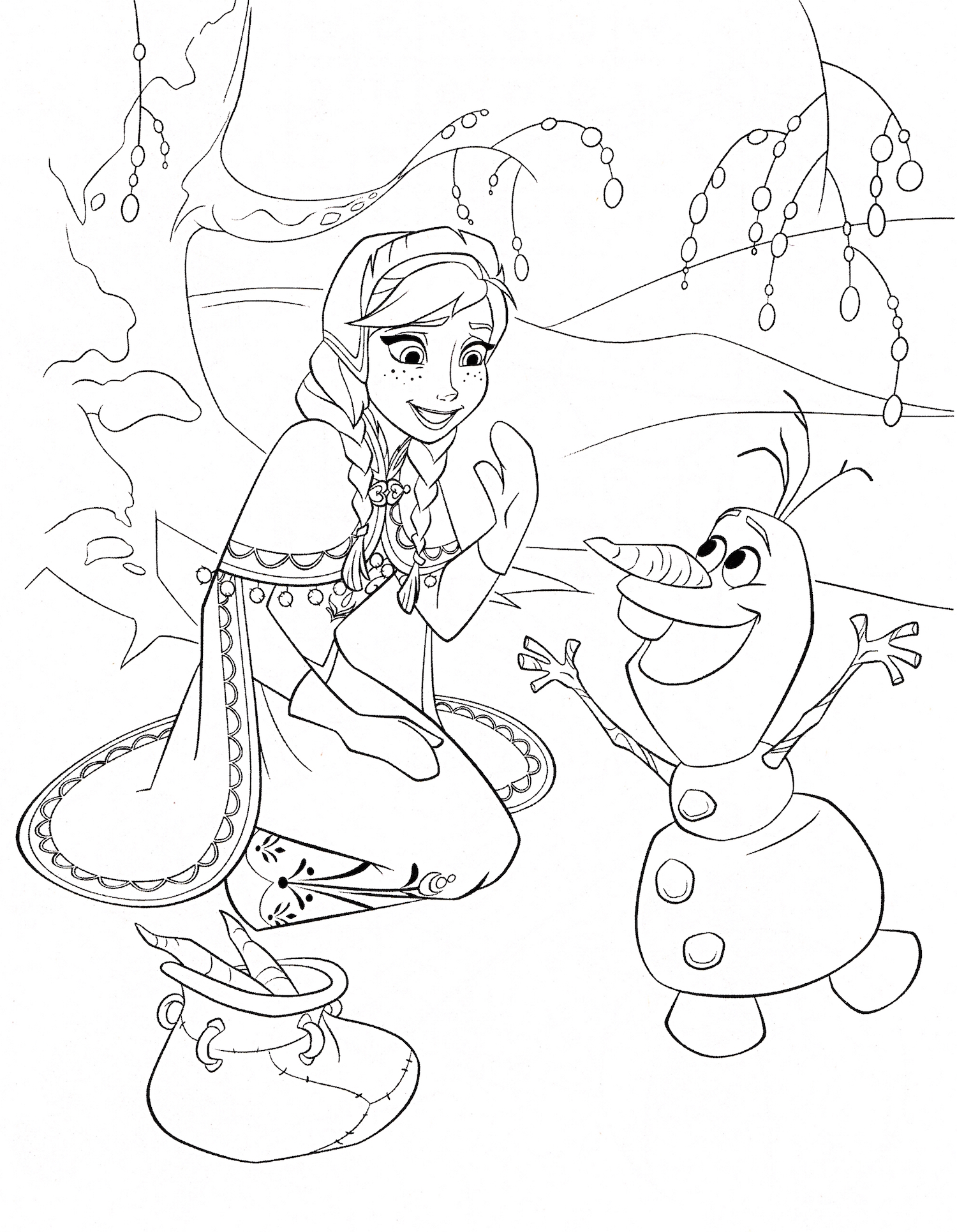 desenhos para colorir Frozen Anna e Olaf