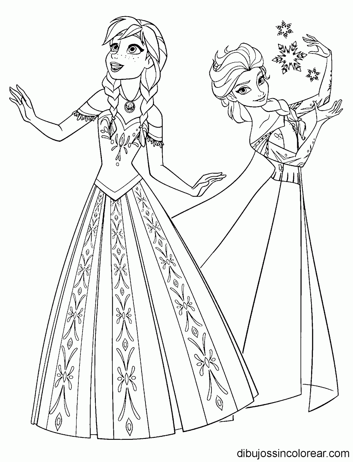 desenhos para colorir Frozen Elsa e Anna