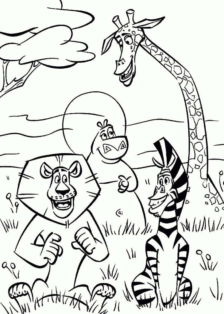 Madagascar personagens para colorir