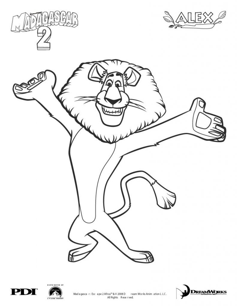 Alex leão Madagascar para colorir