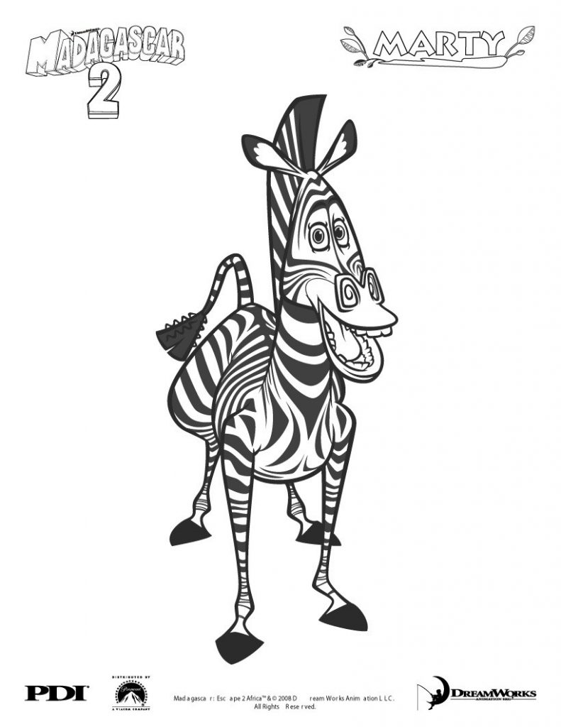 Marty Madagascar para colorir