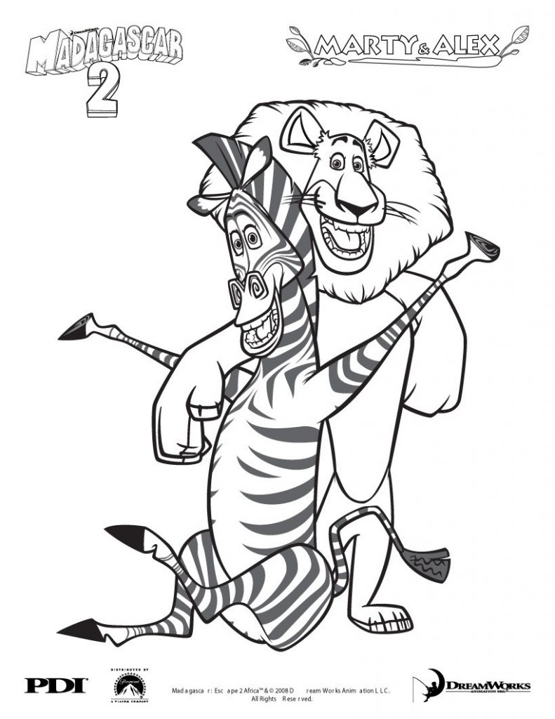 Madagascar Marty e Alex para colorir