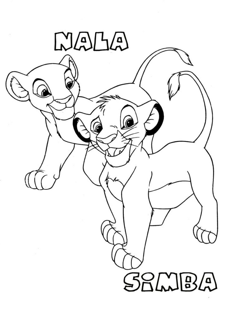 Nala e Simba Rei Leão para colorir