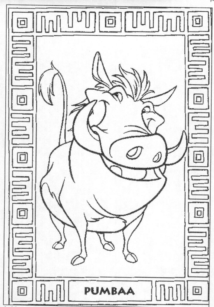 Pumba Rei Leão para colorir