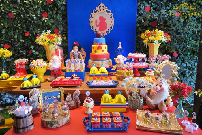 5 dicas de decoração de festa infantil da Branca de Neve