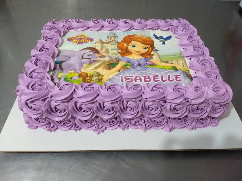 Bolo de um andar decorado para festa Princesa Sofia