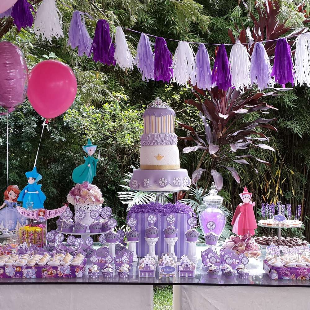 Mesa de festa Princesa Sofia ao ar livre