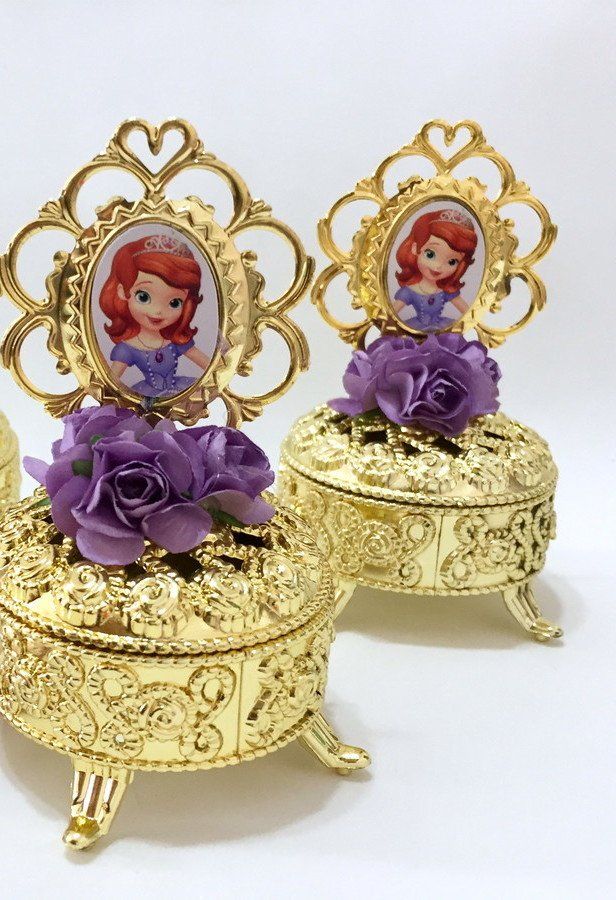Porta-joias como lembrancinha de festa Princesa Sofia