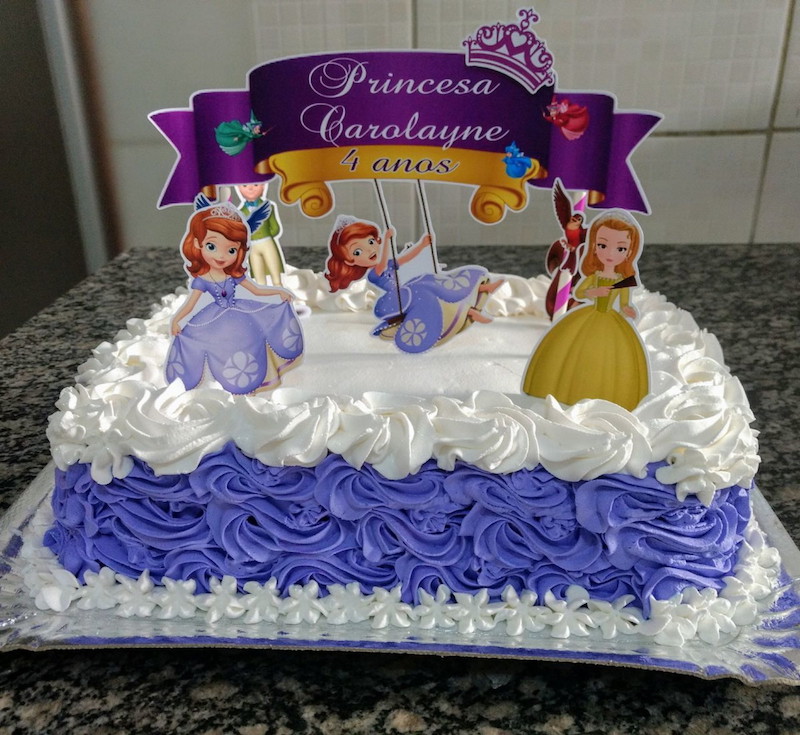 Topo de bolo da Princesa Sofia feito em papel