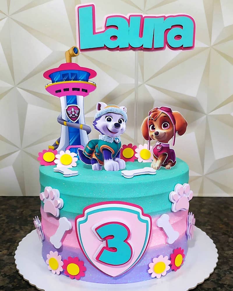 bolo fake Festa Infantil Patrulha Canina