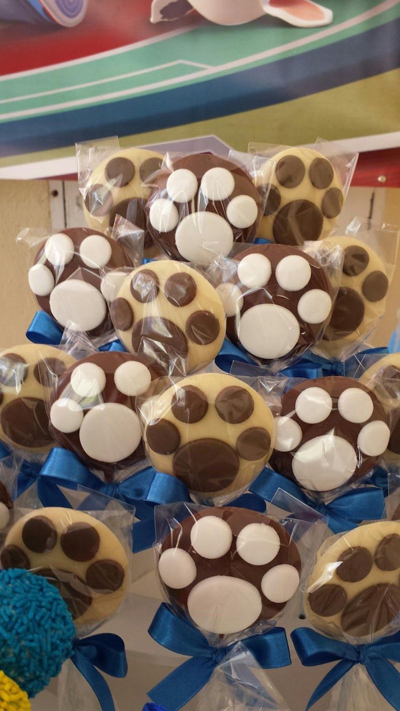 pirulitos de chocolate de Festa Infantil Patrulha Canina