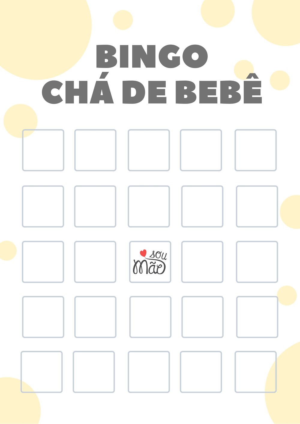 cartela de bingo chá de bebê para imprimir