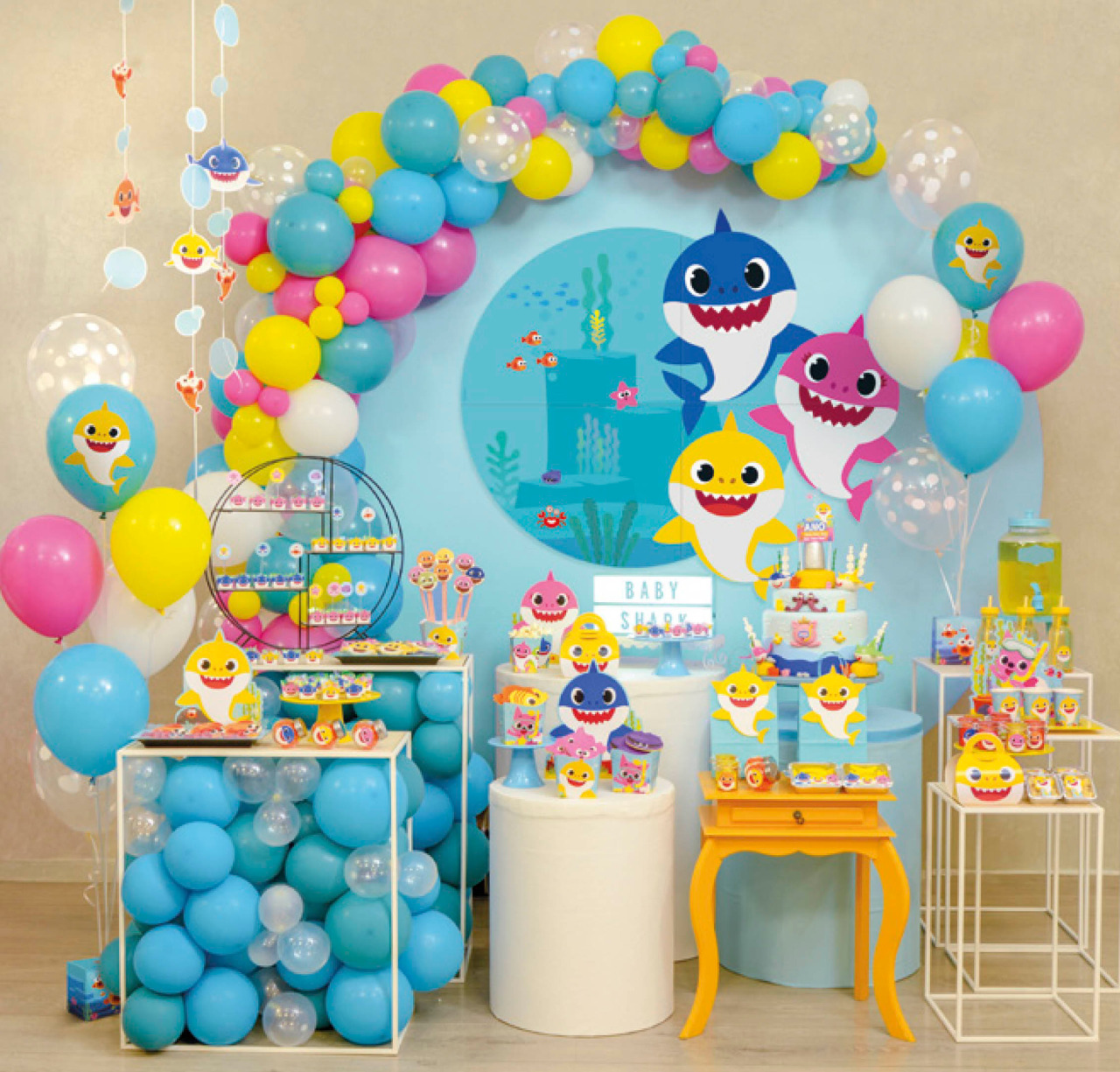 Decoração Baby Shark – lembrancinhas, painel, decor de mesa e mais