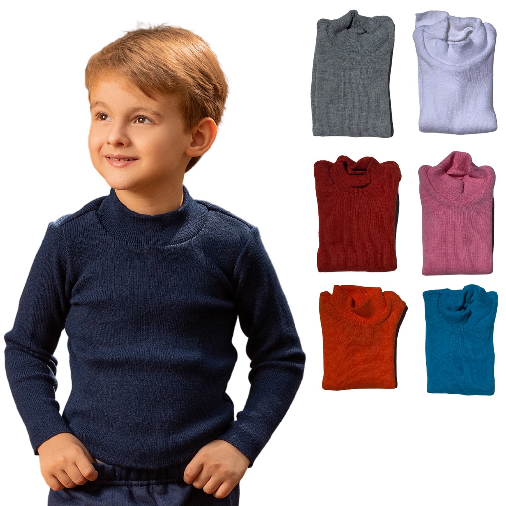 blusa de lã básica infantil para inverno