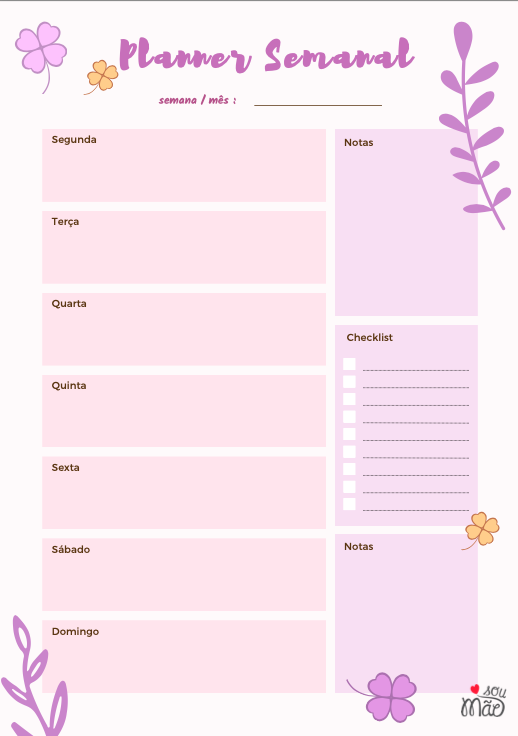 planner semanal floral