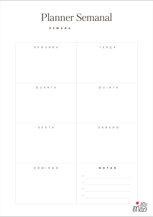 planner semanal minimalista