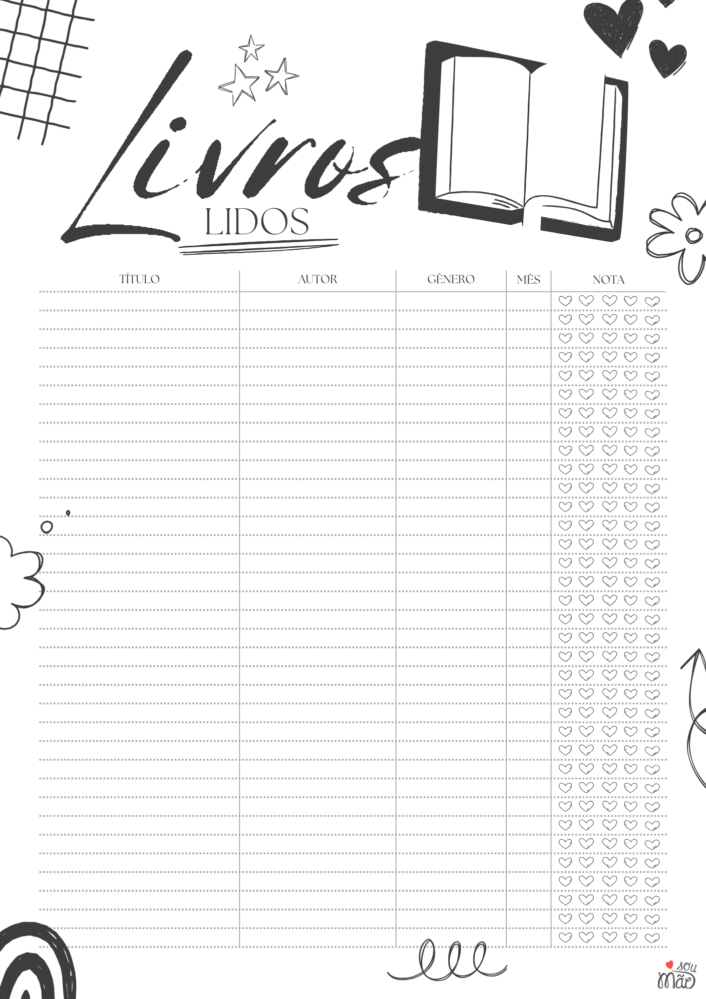Folha de Registro de Livros Lidos